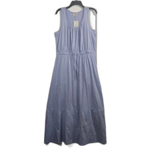 New PACT Organic Cotton Perfect Slub Tank Maxi Dress in Cornflower Blue Sz L
